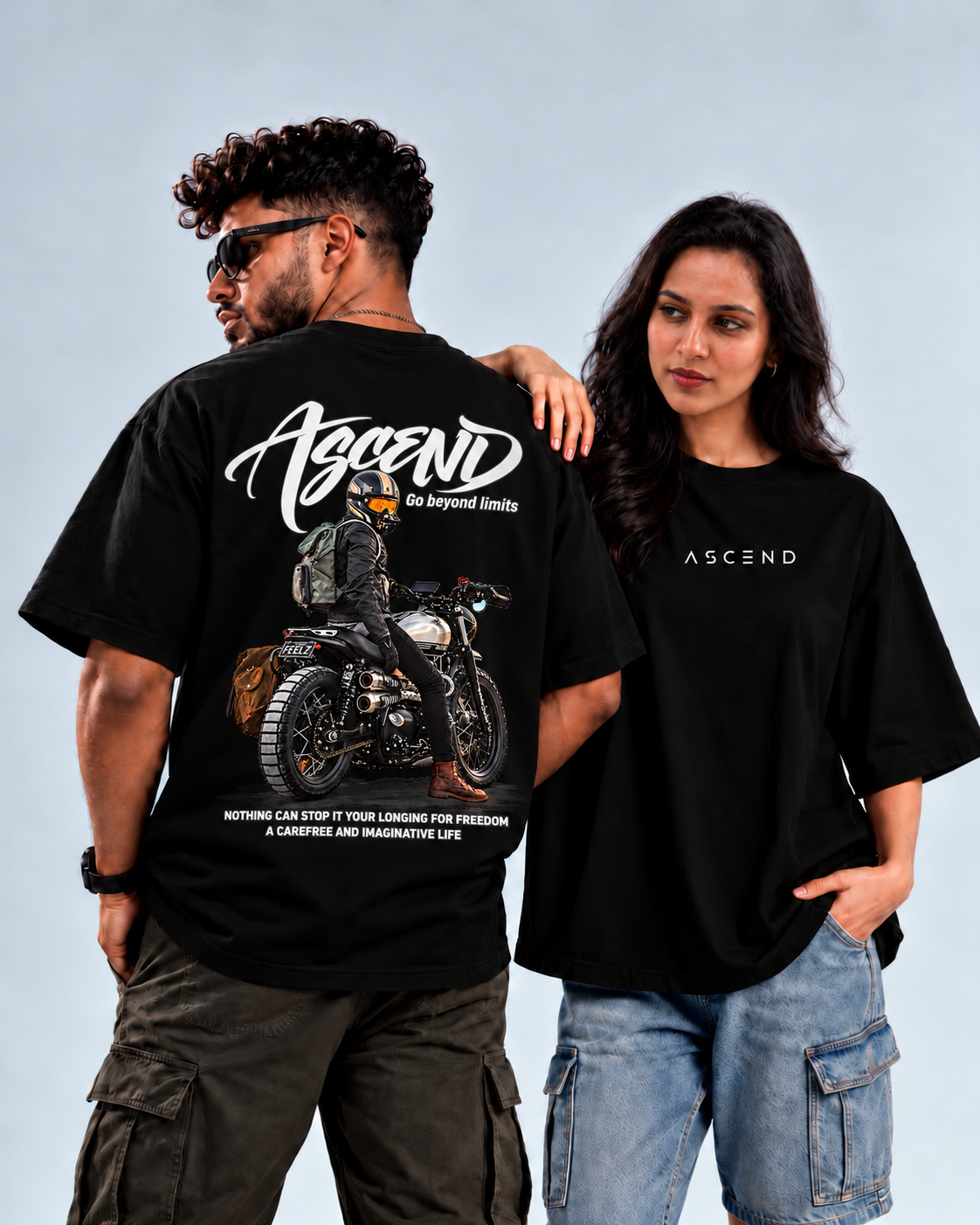 Motorcycle Freedom — Oversized T-shirt in Black