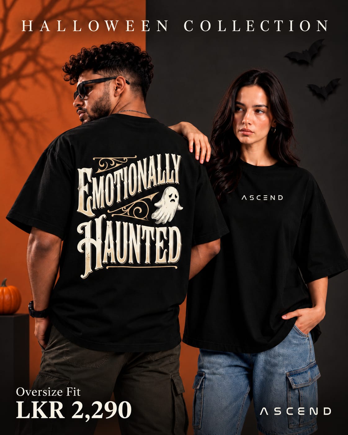 Emotionally Haunted — Halloween Oversized T-shirt — Black