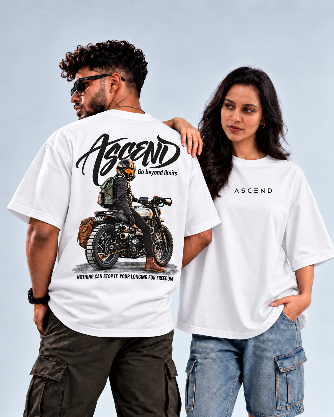 Motorcycle Freedom — Oversized T-shirt — White