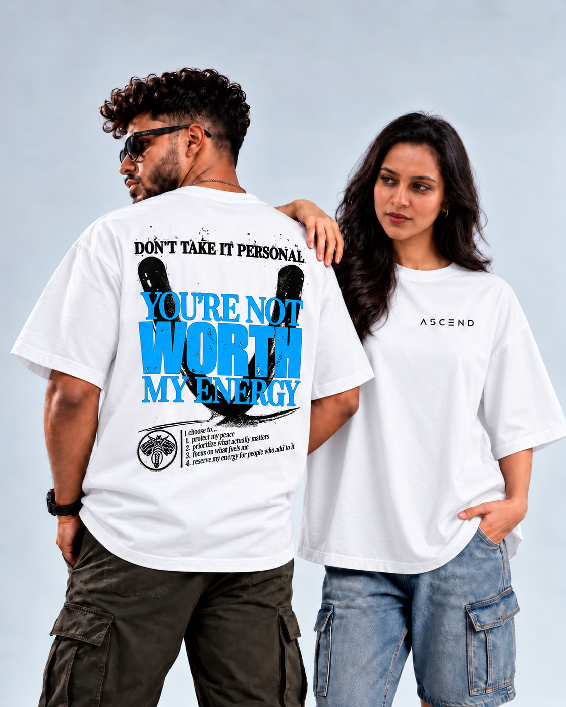 Worth My Energy — Oversized T-shirt — White